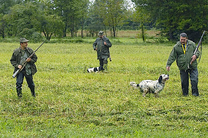 caccia cacciatori con cane
