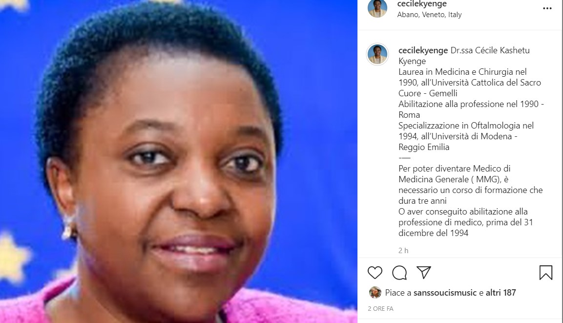 “La Kyenge non ha i titoli per fare il medico”. E lei fa il pianto sui Social