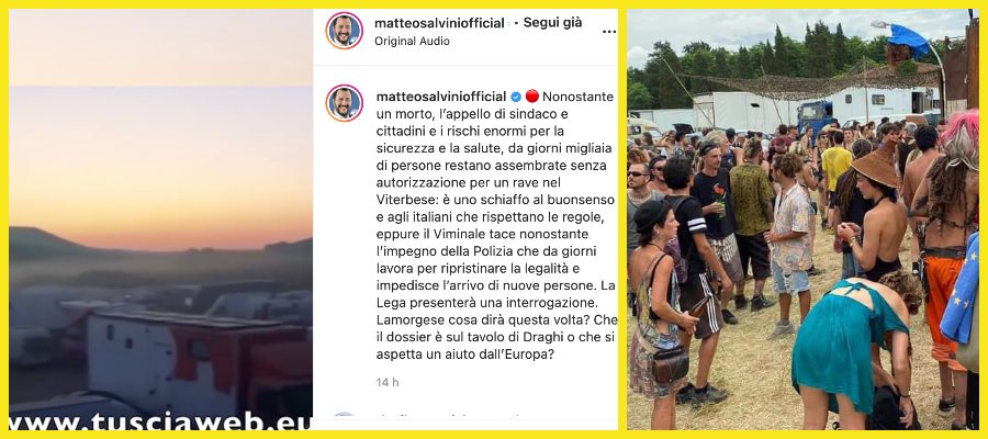 Salvini: “Follia Lamorgese. A Viterbo festa di Santa Rosa vietata, ma il rave si può fare” (video)