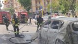 Roma, 3 auto in fiamme, chiusa la via Prenestina