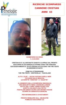 Cristian Caccone scomparso a Roma