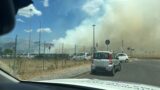 Tor Vergata, vasto incendio sterpaglie dietro l’Università (FOTO)