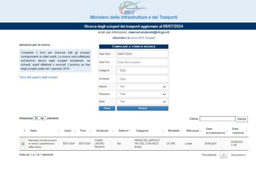 Sciopero taxi revocato