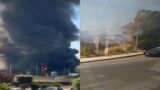 Albuccione, vasto incendio in corso nel campo nomadi: enorme colonna di fumo nero (FOTO)