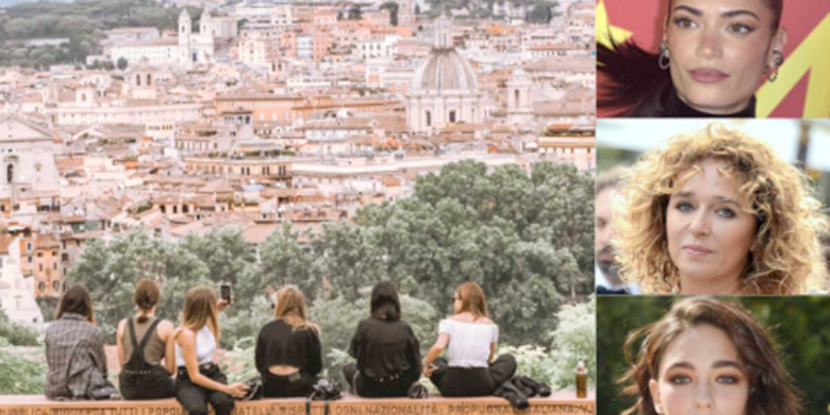 A sinistra, il Gianicolo di Roma, a destra Elodie, Valeria Golino e Matilda De Angelis