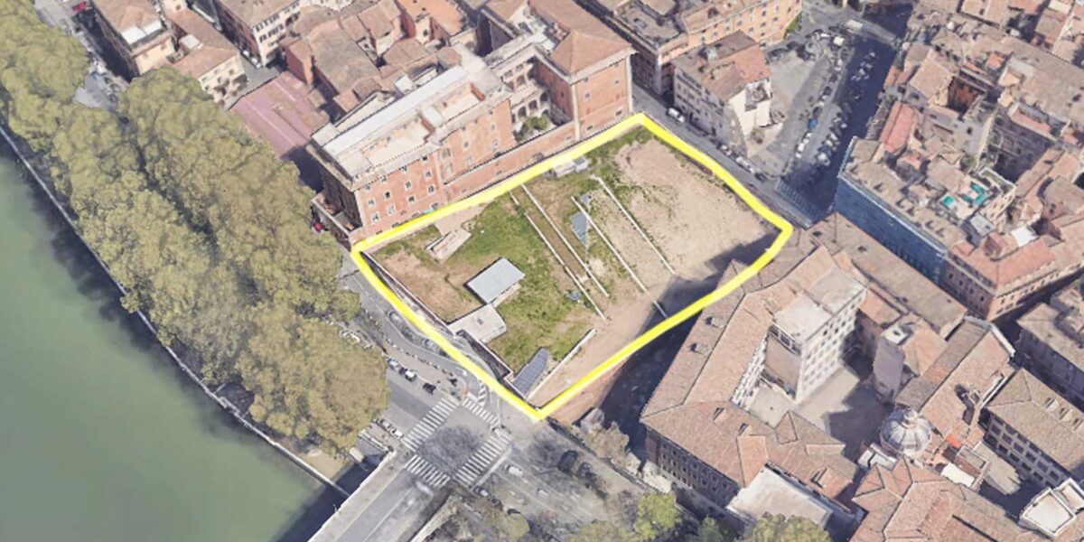 Roma, l'area di via Giulia in cui entro la primavera 2025 sorgeranno parco pubblico e parcheggio interrato, foto Google Heart