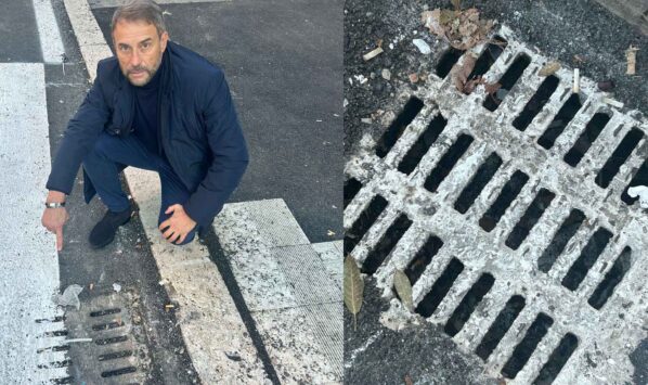 Daniele Giannini (Lega) tombini otturati in piazza Irnerio Roma
