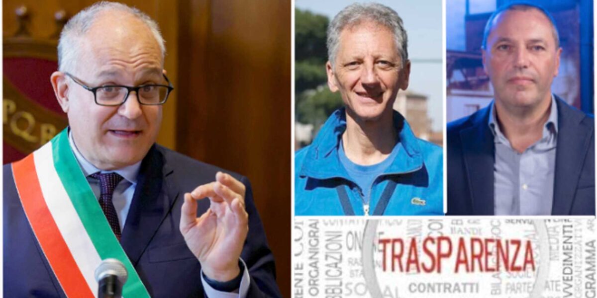 Roma, da sinistra il sindaco Roberto Gualtieri, il delegato al personale Giulio Bugarini, l'ex assessore con delega al personale, Catarci, attuale membro dello staff del primo cittadino