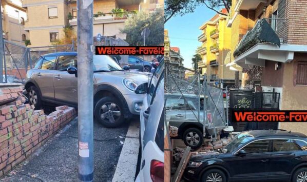Roma, retromarcia in via Fogazzaro