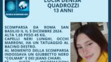 Roma, scompare 13enne: l’appello per ritrovare Lucia Denisa Quadrozzi