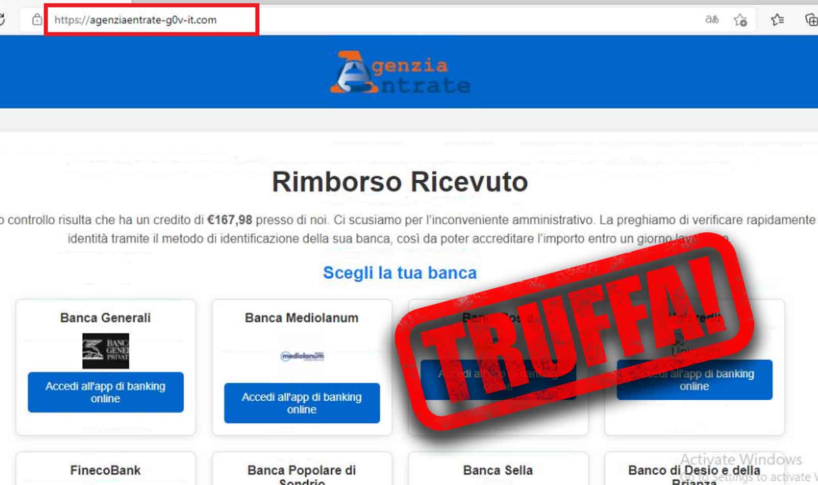 truffa sui rimborsi fiscali