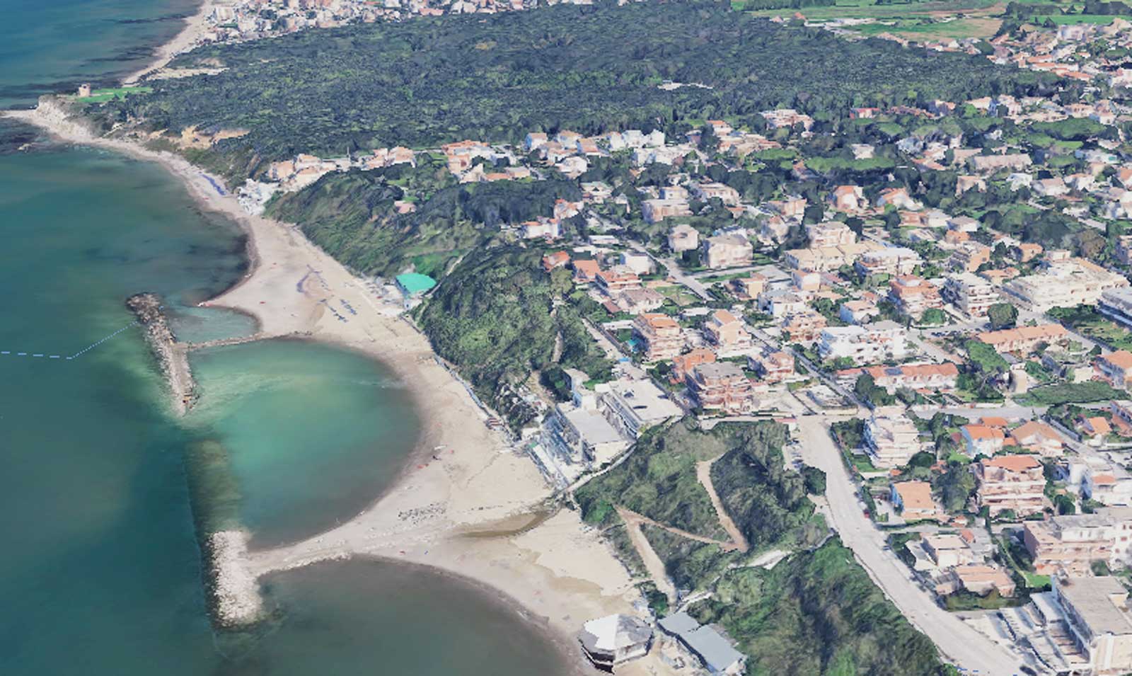 Anzio, l'area in cui si trova l'hotel che ospita i due tunisini, a due passi dalla riserva di Tor Caldara, foto Google Maps