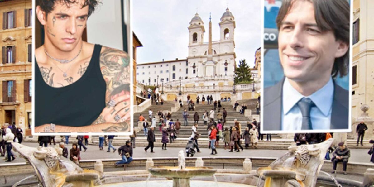 Roma, sullo sfondo piazza di Spagna, il primo piano Achille Lauro e l'assessore allo Sport di Roma Alessandro Onorato