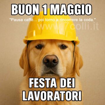 buon 1 maggio cane pausa caffè