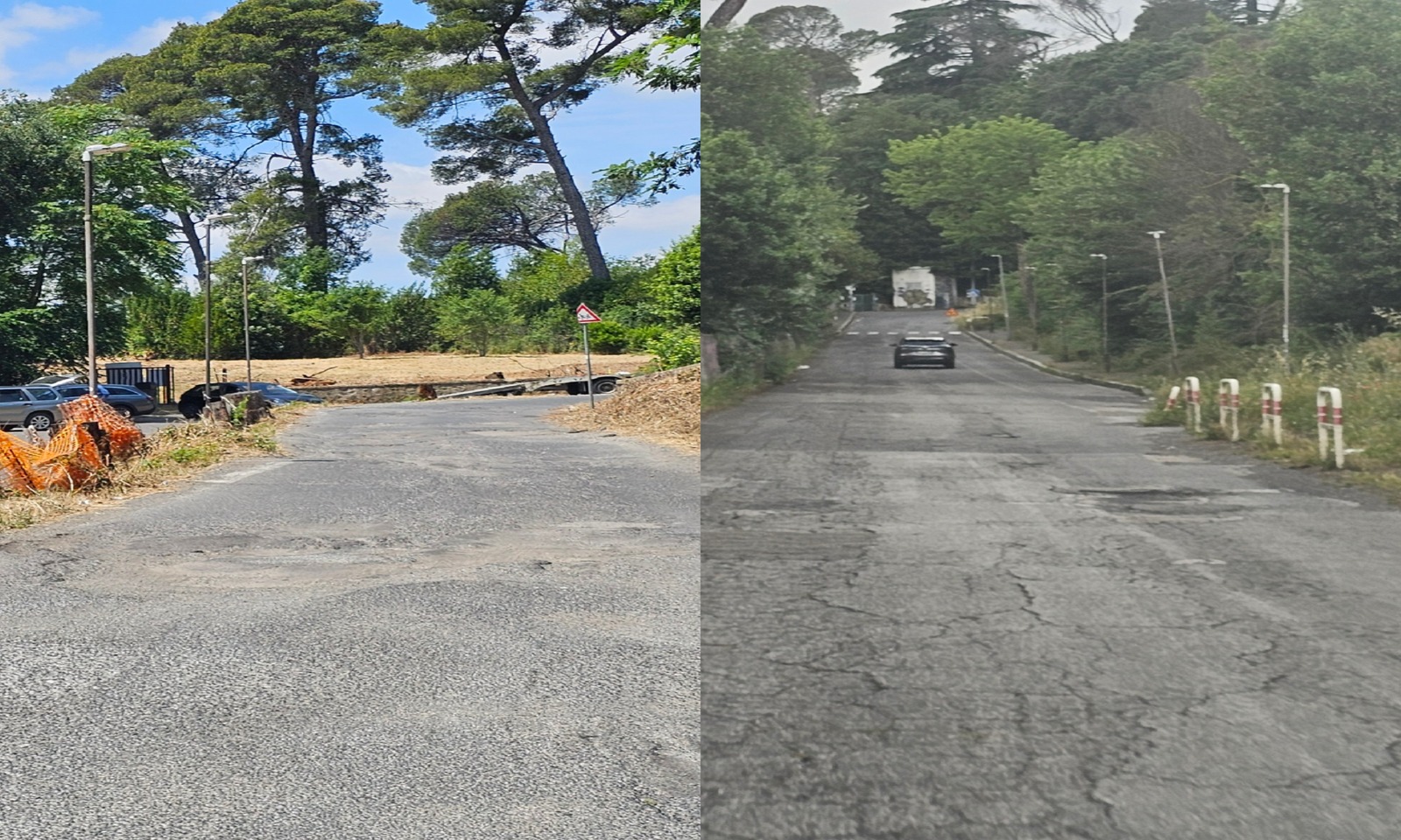 Buche e dossi naturali in via di Ponte Salario a Villa Ada a Roma