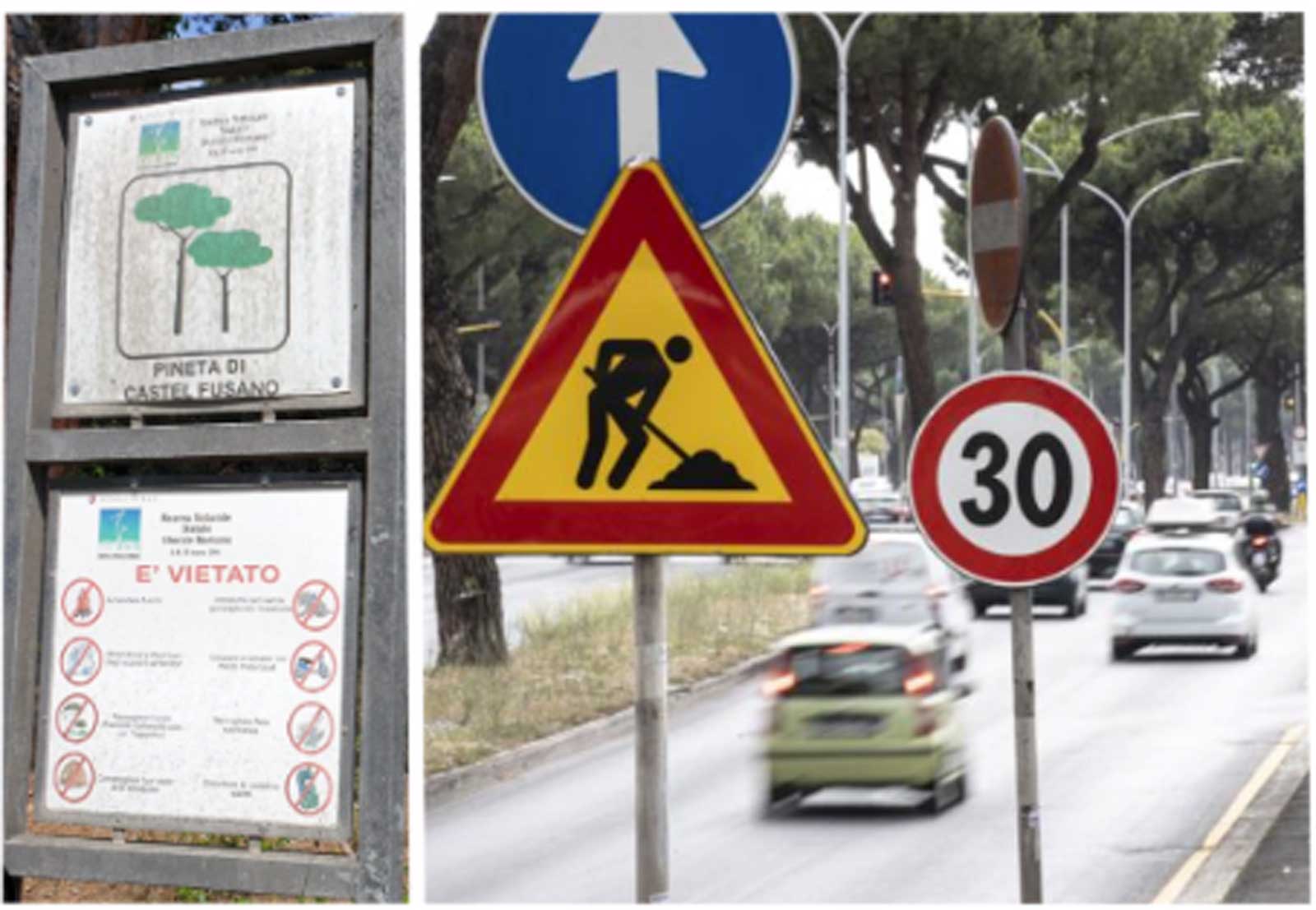 A sinistra, ingresso pineta di Ostia, a destra la via Colombo - www.7co