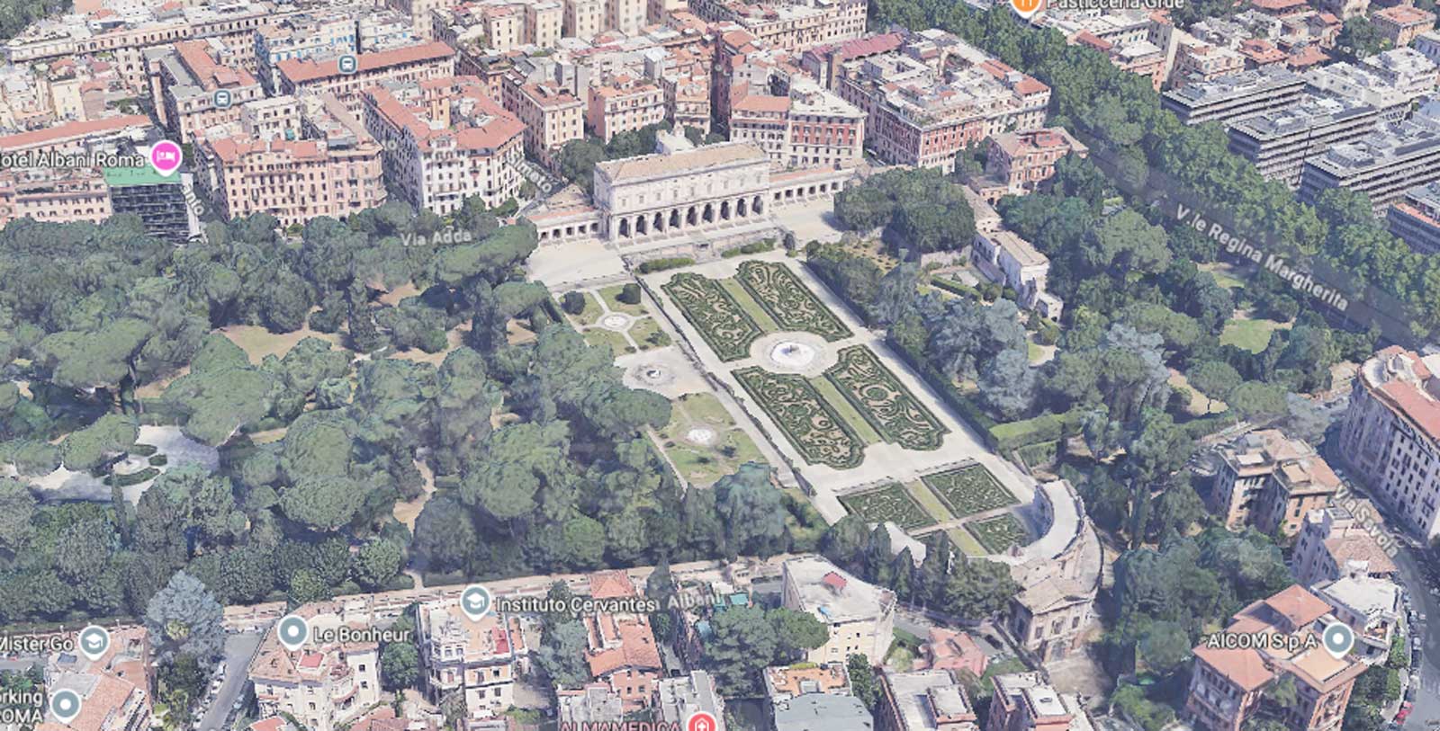 Roma, villa Albani in cui sfilerà Dior, foto dall'alto Google
