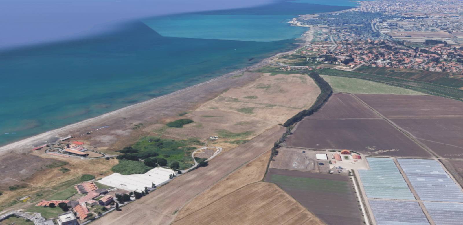 Regione Lazio, i 93 ettari di terreni pubblici regionali di Fiumicino in corso di vendita al privato, foto Google Maps