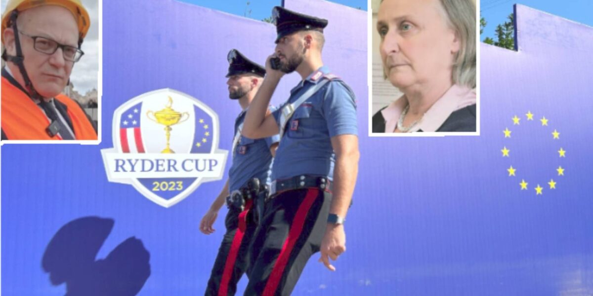 Roma, sullo sfondo, un cartellone della Ryders Cup di Golf di Guidonia 2023, in primo piano il sindaco Roberto Gualtieri e l'assessore all'Ambiente Sabrina Alfonsi