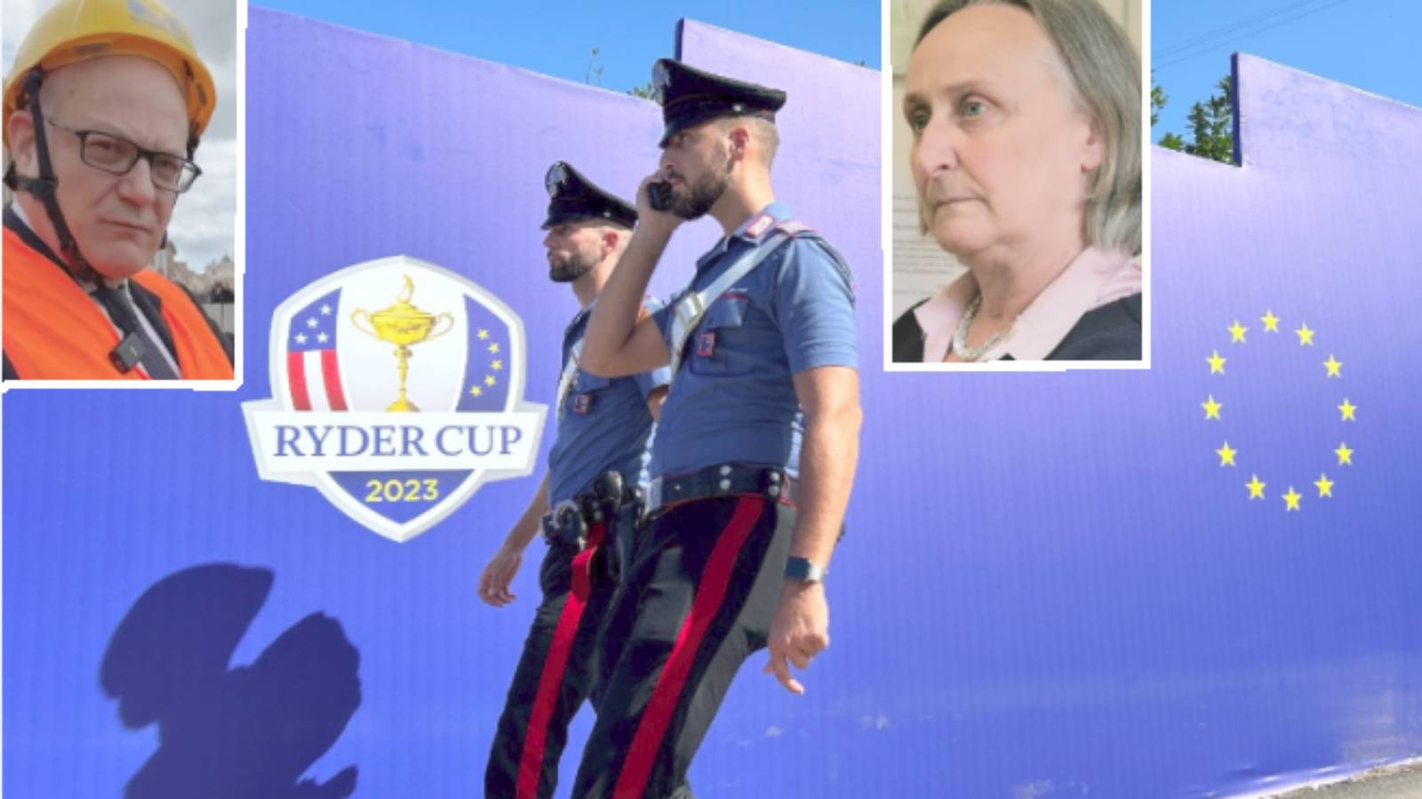 Roma, sullo sfondo, un cartellone della Ryders Cup di Golf di Guidonia 2023, in primo piano il sindaco Roberto Gualtieri e l'assessore all'Ambiente Sabrina Alfonsi