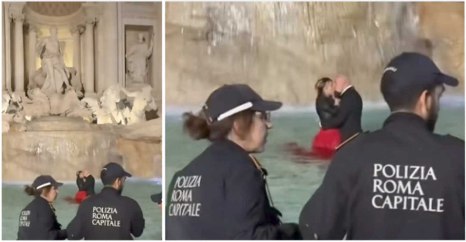 Sposi nella Fontana di Trevi di Roma