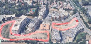 Roma, Stazione Aurelia, parcheggi e parchi accanto alle palazzine, foto Google Maps
