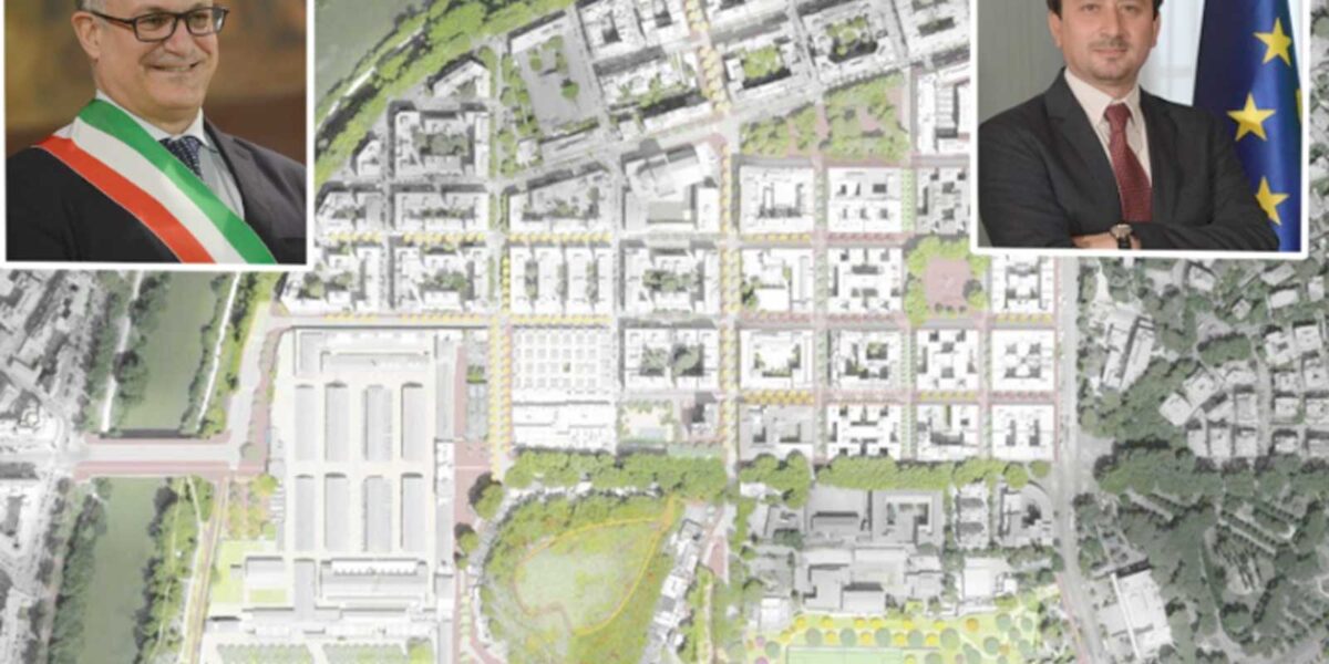 Roma, sullo sfondo il progetto del recupero di Testaccio, in primo piano il sindaco Roberto Gualtieri e l'assessore all'Urbanistica Veloccia