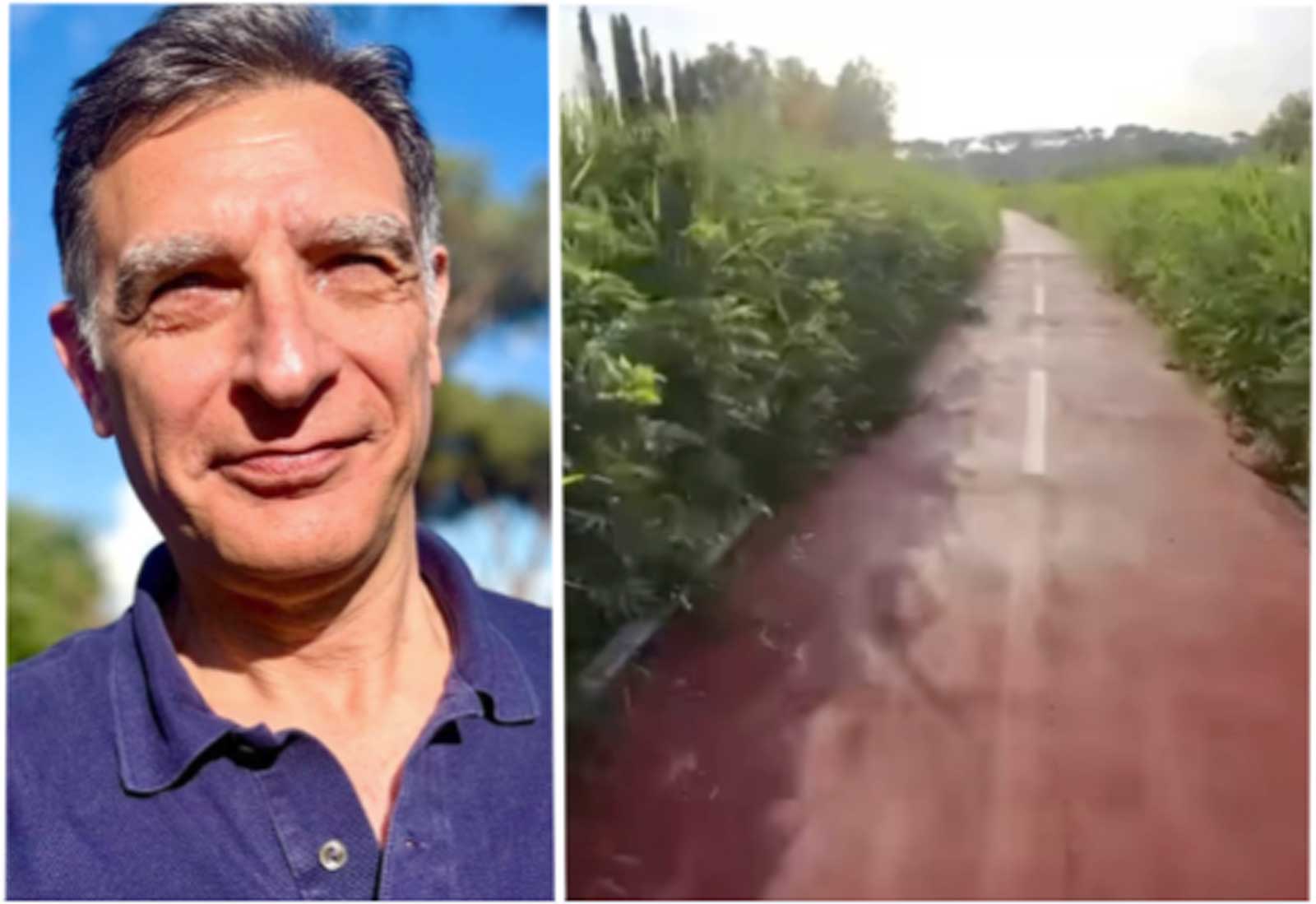 Roma, a sinistra Tiberio Timperi, a destra la ciclabile da lui citata