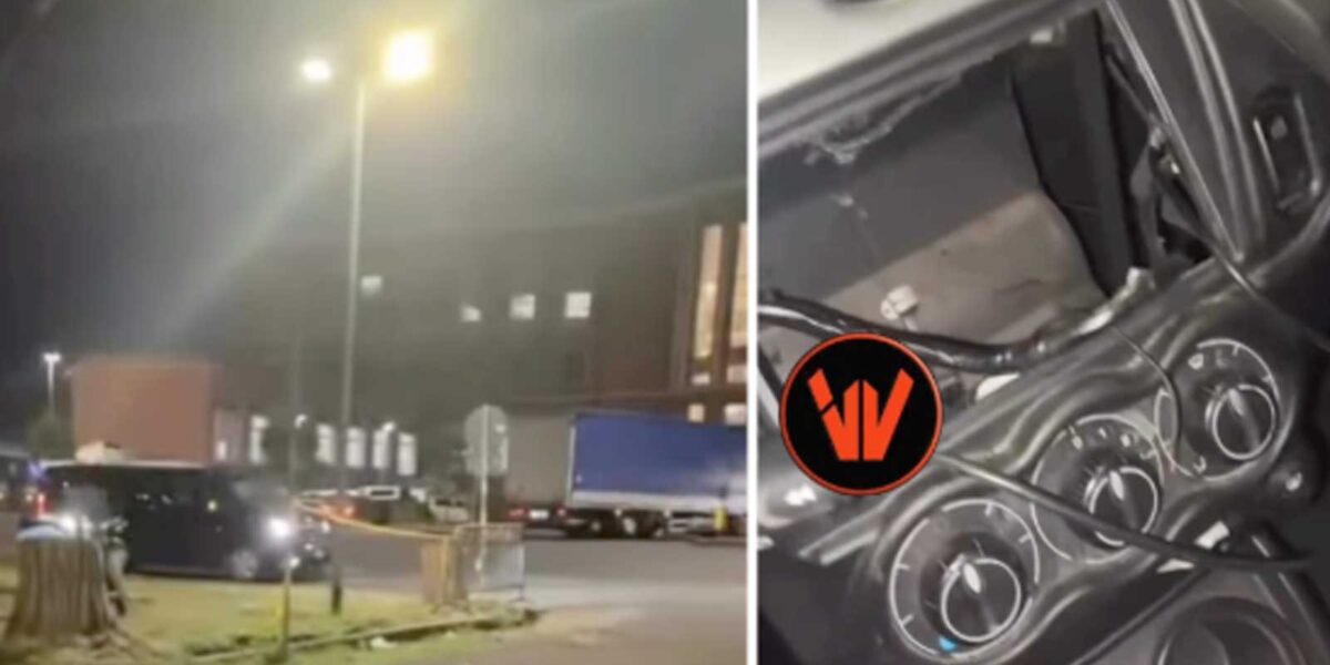 Due immagini dello stadio olimpico di Roma, con le auto depredate