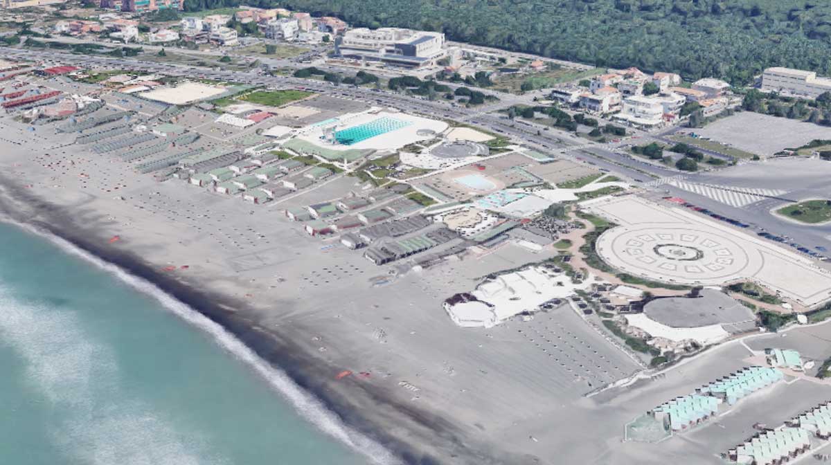 Ostia, una porzione di litorale di Roma, foto Google Maps