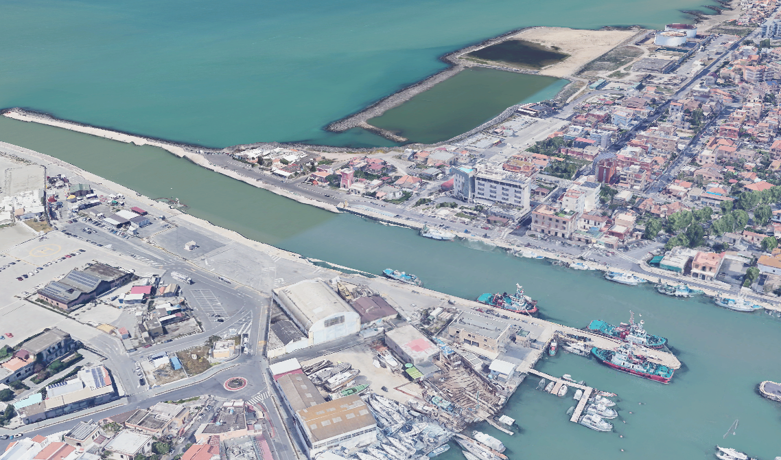 Fiumicino, il molo, foto Google Maps