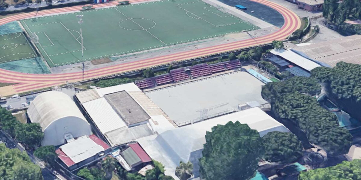La pista di pattinaggio di Fiumicino, all'interno di Parco Cetorelli, foto Google Maps