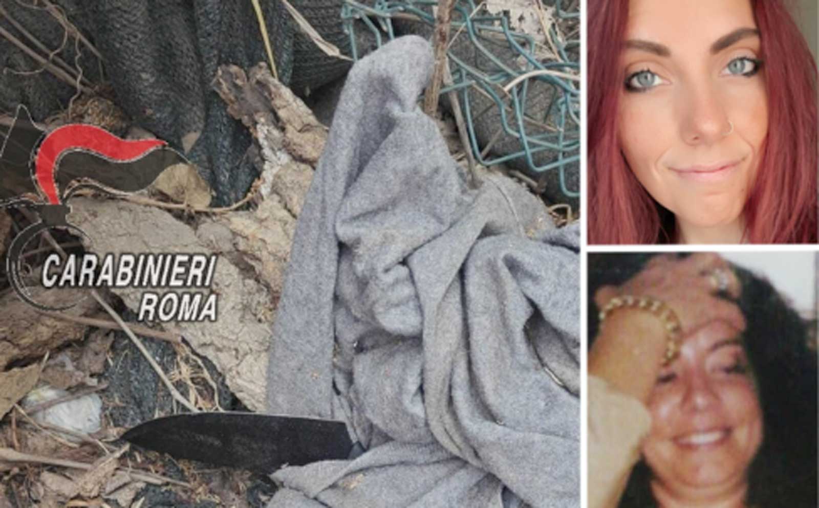 Fregene, a sinistra il coltello ritrovato, a destra nuora e suocera