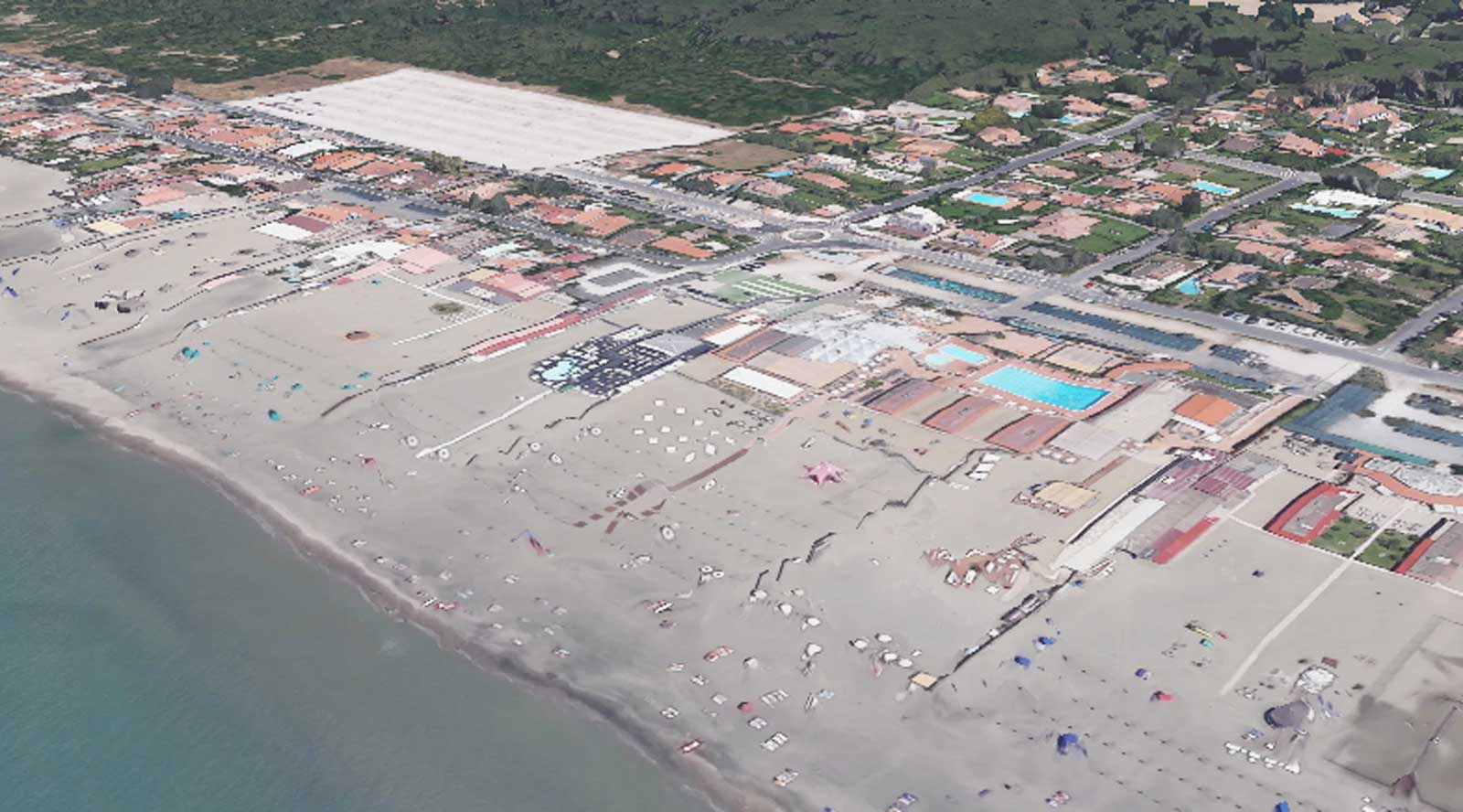 Fregene, l'area in cui si trova lo stabilimento, foto Google Maps