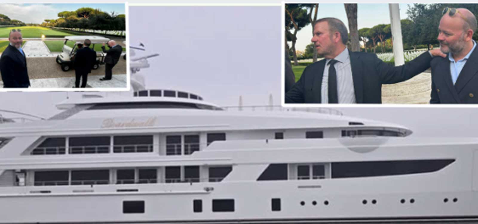 Nettuno, sullo sfondo, lo yacht dell'ambasciatore USA, in primo piano sindaco e ambasciatore al cimitero USA di Campo di Carne
