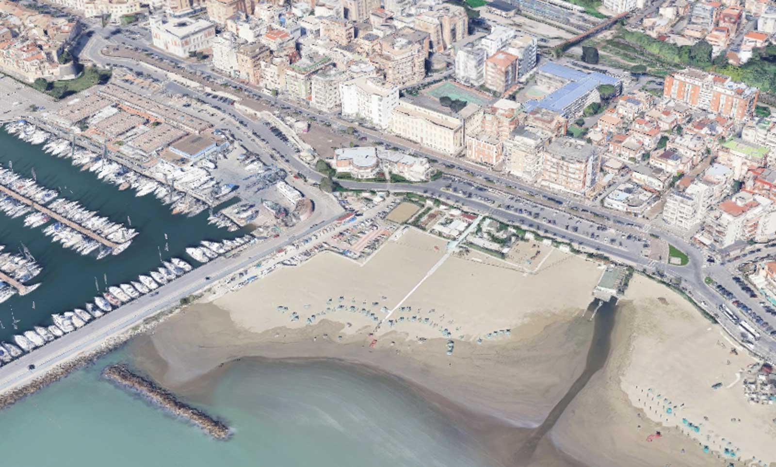 Nettuno, l'area in cui si trova lo stabilimento, foto Google Maps dall'alto