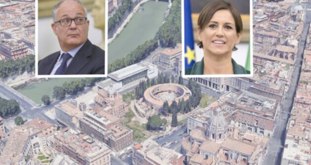 Roma, l'area attorno a piazza Augusto Imperatore vista dall'alto, foto Google Maps, in primo piano il sindaco Roberto Gualtieri e l'assessore alle Attività Produttive Monica Lucarelli