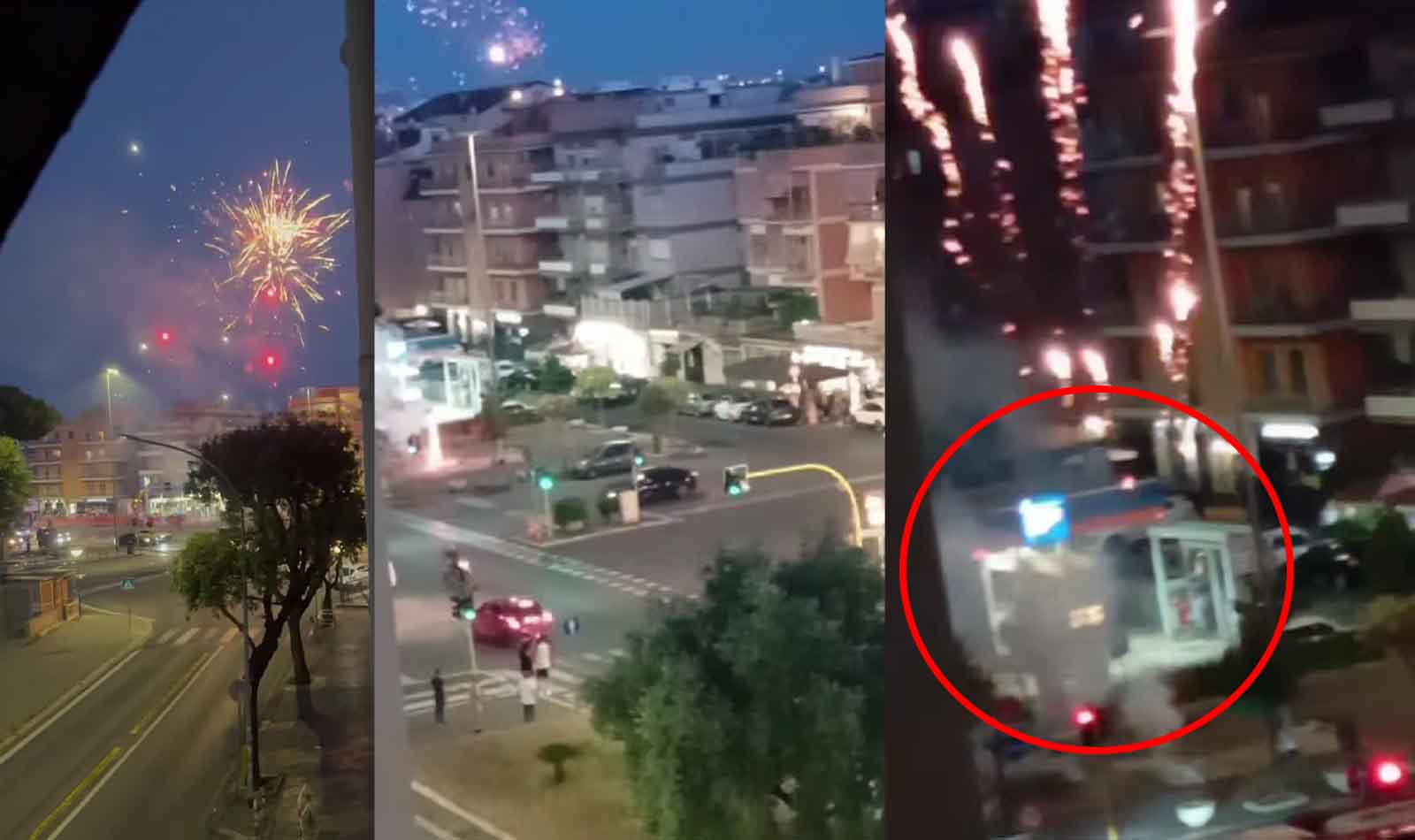 Roma, fuochi artificio piazza di Cinecittà
