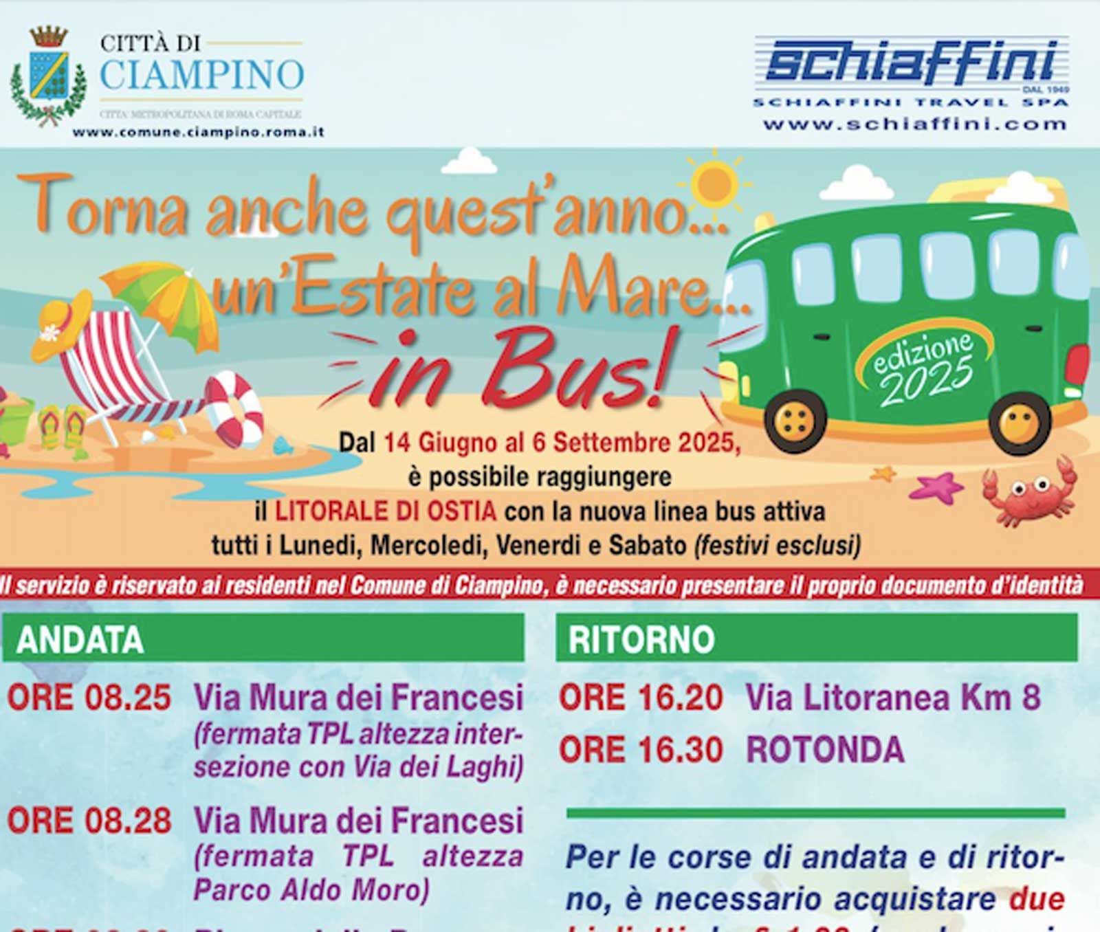 Ciampino, via al bus navetta per Ostia