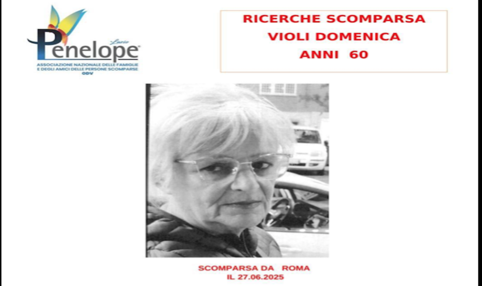 Domenica Violi scomparsa Roma