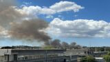 Roma, incendio sterpaglie a Cinecittà Est: alta colonna di fumo nel quartiere, chiusa complanare del Raccordo (FOTO)
