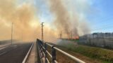 Roma, ennesimo vasto incendio: in fiamme sterpaglie vicino la Roma-Fiumicino, sospesa linea ferroviaria (FOTO)