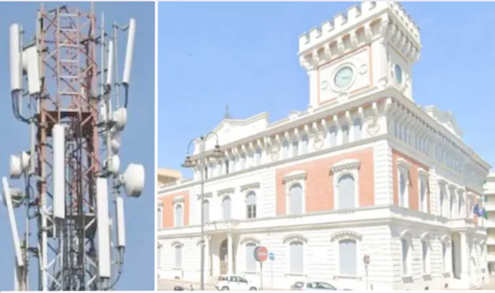 Da sinistra, un classico traliccio come quello in arrivo a Nettuno, la sede del Comune