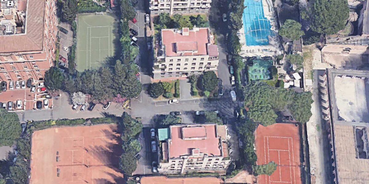 Roma, il Centro SPortivo Belle Arti visto dall'alto, foto Google Maps