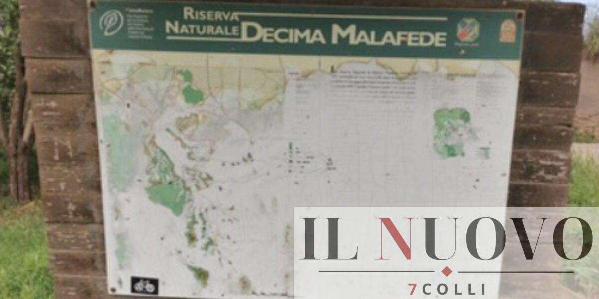 Roma, un cartello che annuncia l'ingresso alla Riserva di Decima malafede