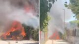 Roma, brucia una roulotte abbandonata: Vigili del Fuoco in azione