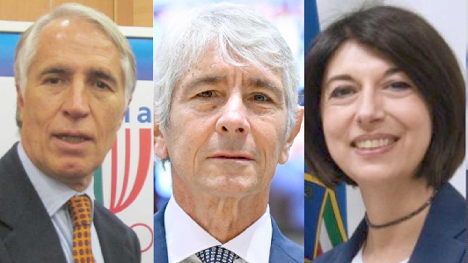 Roma, da sinistra Malagò, Abodi e Angelilli