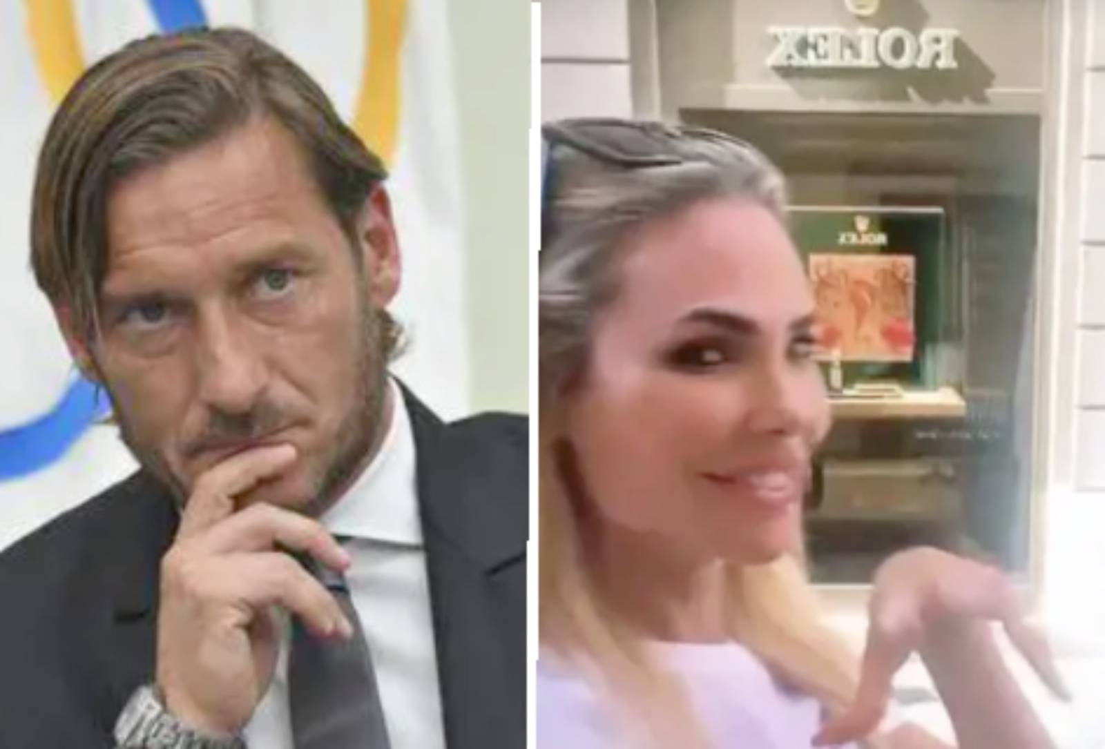 A sinistra Totti, a destra Ilary Blasi
