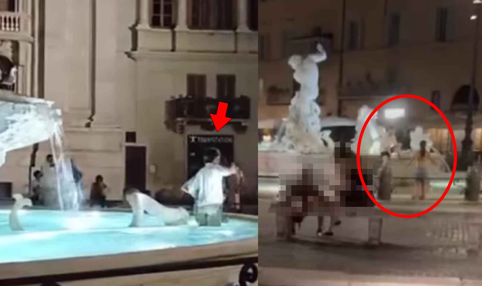 Roma, turisti nelle fontane di piazza Navona