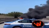 Roma, incendio autobus sulla Portuense: altissima colonna di fumo nero, strada chiusa